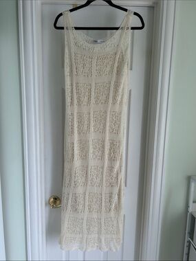 Zara Open-Knit Cream Maxi Dress